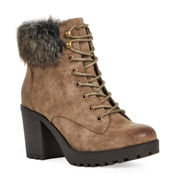 ❣️HP❣️ Just Fab Maricca cuff lace up block chunky heel brown ankle boot sz: 8 - Picture 2 of 10